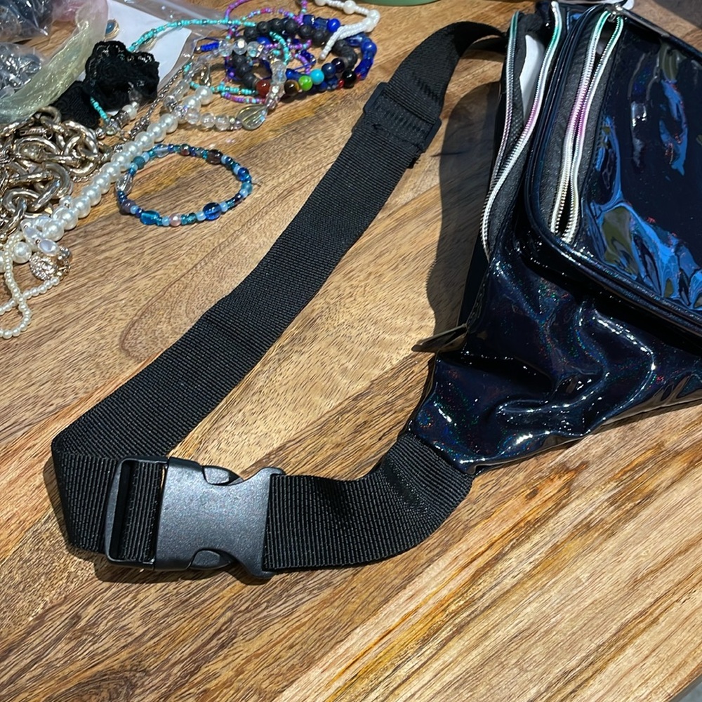 Black Holographic Rainbow Fanny Pack - Picture 3 of 6